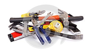 Work tool heap on white background