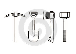 Work tools line icons