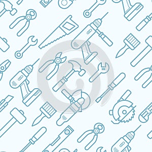 Work tools seamless pattern with thin line icons - pattern