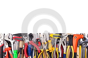 Work tools on white background.