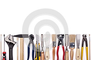 Work tools on white background.