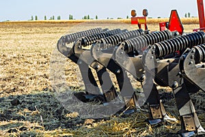 Work of the trailed unit for tillage in the field