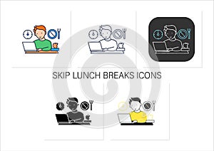 Workaholic icons set