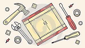 Workbench with Assorted Hand Tools and Wood, vector design Generative AI
