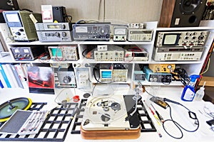 The workbench of a hifi repairer