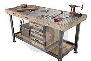 Workbench isolated on white background - 3d rendering-generated by ai