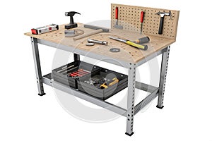 Workbench isolated on white background - 3d rendering-generated by ai