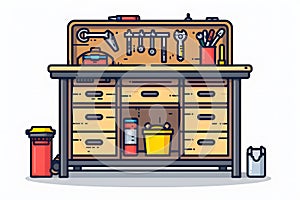 Workbench With Tools and Supplies in Garage Setting