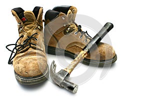 Workboots and Hammer photo