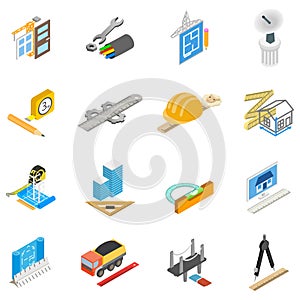 Workday icons set, isometric style