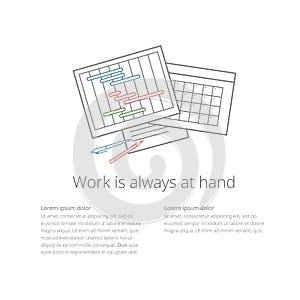 Workdesk illustration 01 Ganntchart and calendar