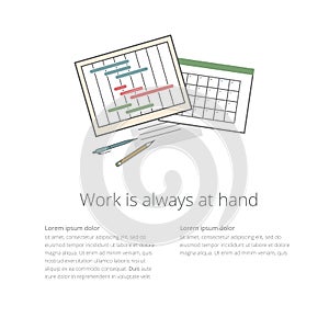 Workdesk illustration 02 Ganntchart and calendar