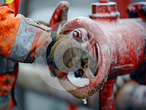 Worker Adjusting Industrial Valve