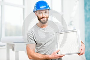 Worker with air filter