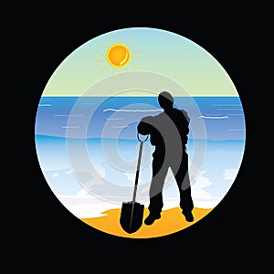 Worker on the beach paradise vector illustration part two