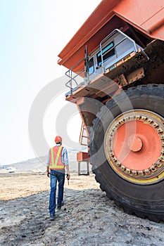 Worker Big Truck in Pit