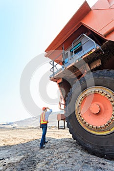 Worker Big Truck in Pit