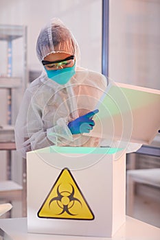 Worker in Bio Hazard Laboratory
