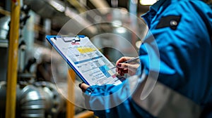 The Factory Worker Inspecting Chart.AI generated image