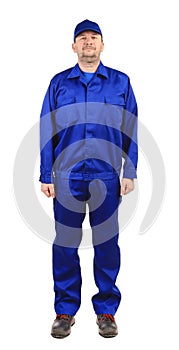 Worker in blue workwear.