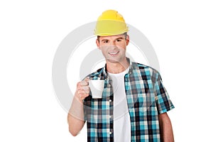Worker on a break drink coffee