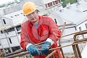 Worker builder at construction site