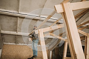 Worker building a gazebo