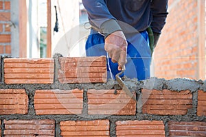 Worker building masonry house wal photo