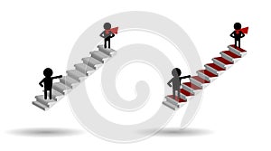 Worker, businessman on the career ladder, movement to success, pictogram symbol icon, on transparent background