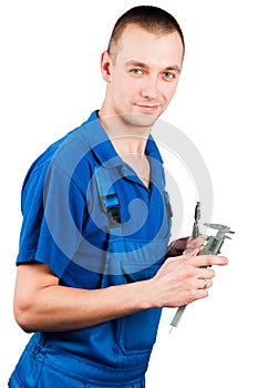 Worker with caliper