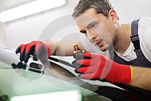 Worker on a car wash