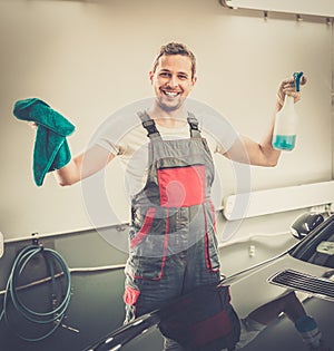 Worker on a car wash