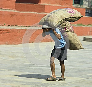 Worker carrying a heavy load - Kathmandu
