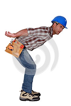 Worker carrying something heavy