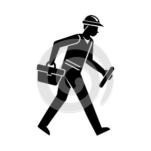Worker Carrying Tool Belt Vector Illustration