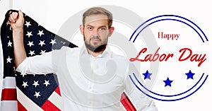 Worker celebration on labor day. American flag