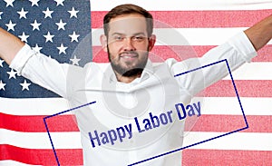 Worker celebration on labor day. American flag