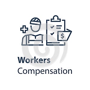 Worker and check list, medical insurance, labor safety, health protection