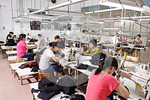 Worker in a chinese garment factory