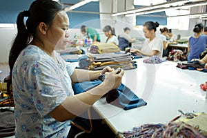 Worker in a chinese garment factory