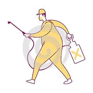 Worker from clean-up service semi flat color vector character