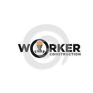 Worker construction logo designs vector for company logo