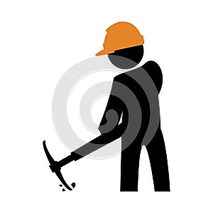 Worker construction with pick silhouette