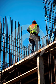 Worker at Construction Site with Safety Gear