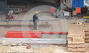 Worker on a Construction Site in Xian, China