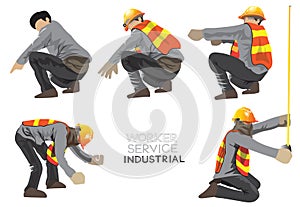 Worker construction team character cartoon acting of Civil engineering 1in 4