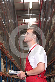 Worker counting stocks
