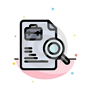 Worker, Document, Search, Jobs Abstract Flat Color Icon Template