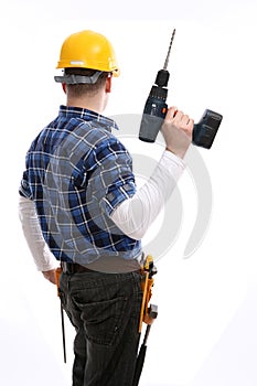 Worker with a drill