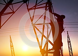 Worker at an electric substation